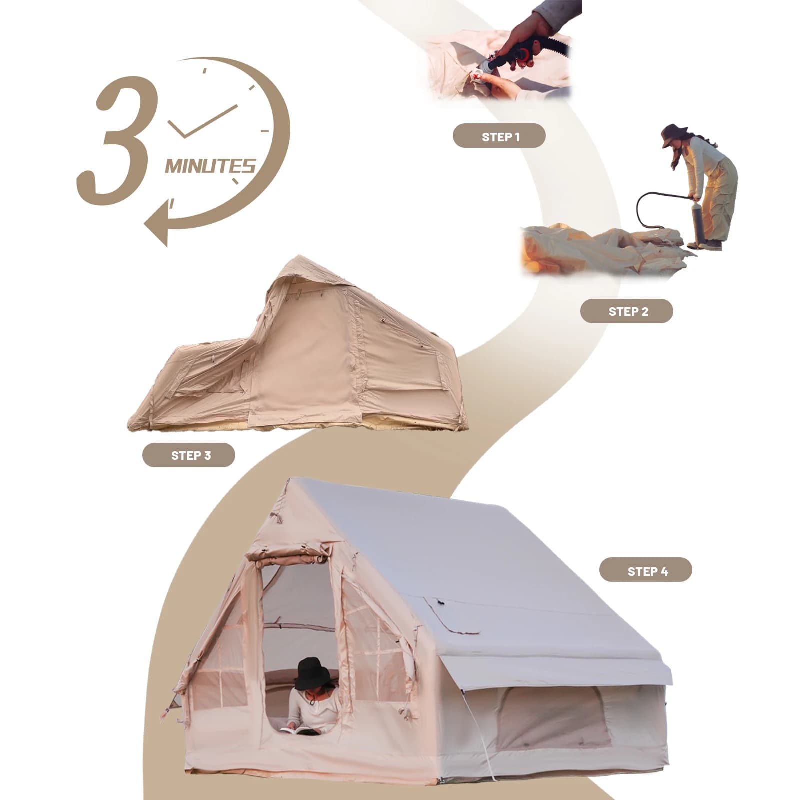 Inflatable Camping Tent - 4-8 Person Air Frame Shelter - image 2