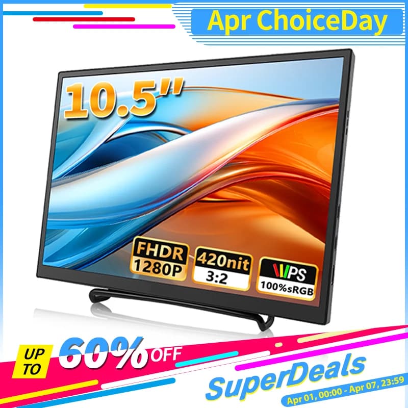 Portable IPS Monitor 10.5 inch - Ideal for Gaming & More