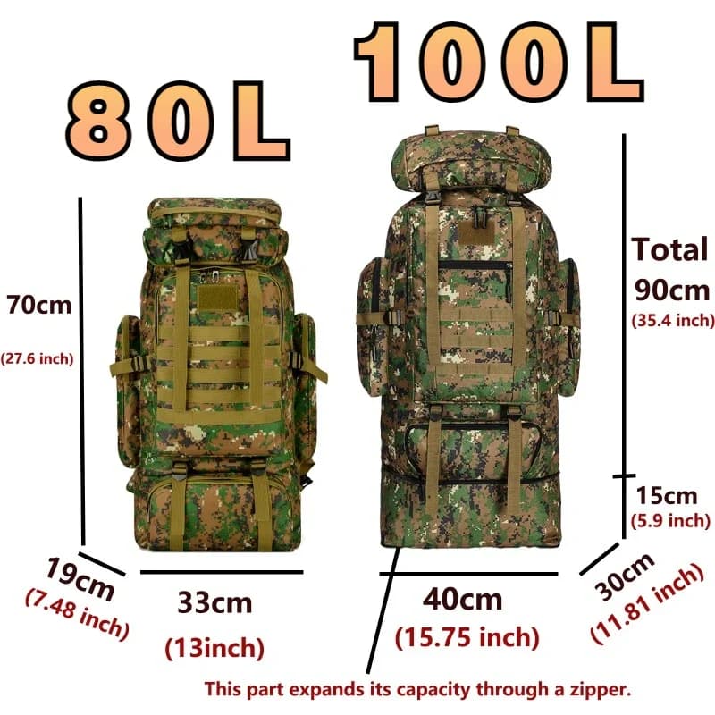 Tactical Backpack 80L/100L for Hiking & Camping - image 2