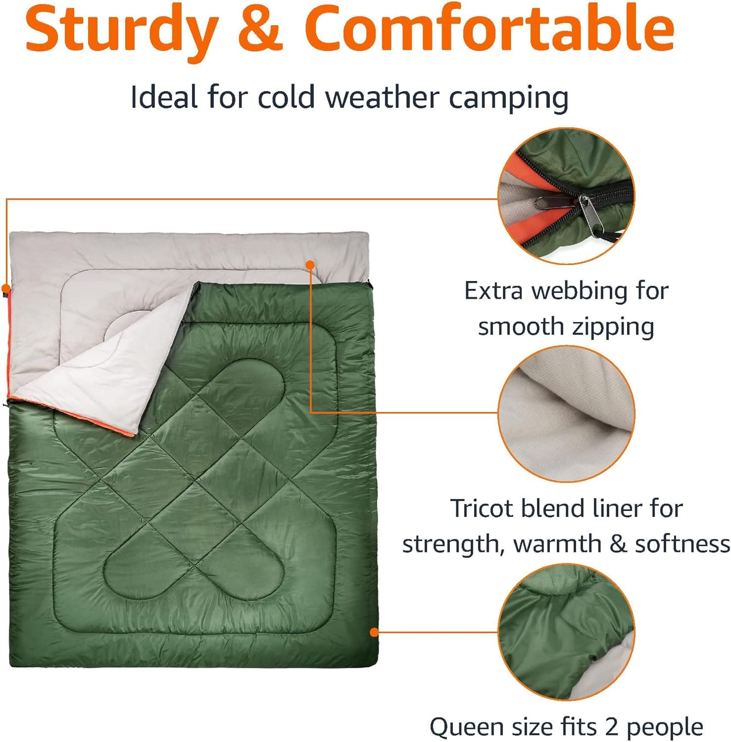 Amazon Basics Queen Size Cold Weather Sleeping Bag - image 2