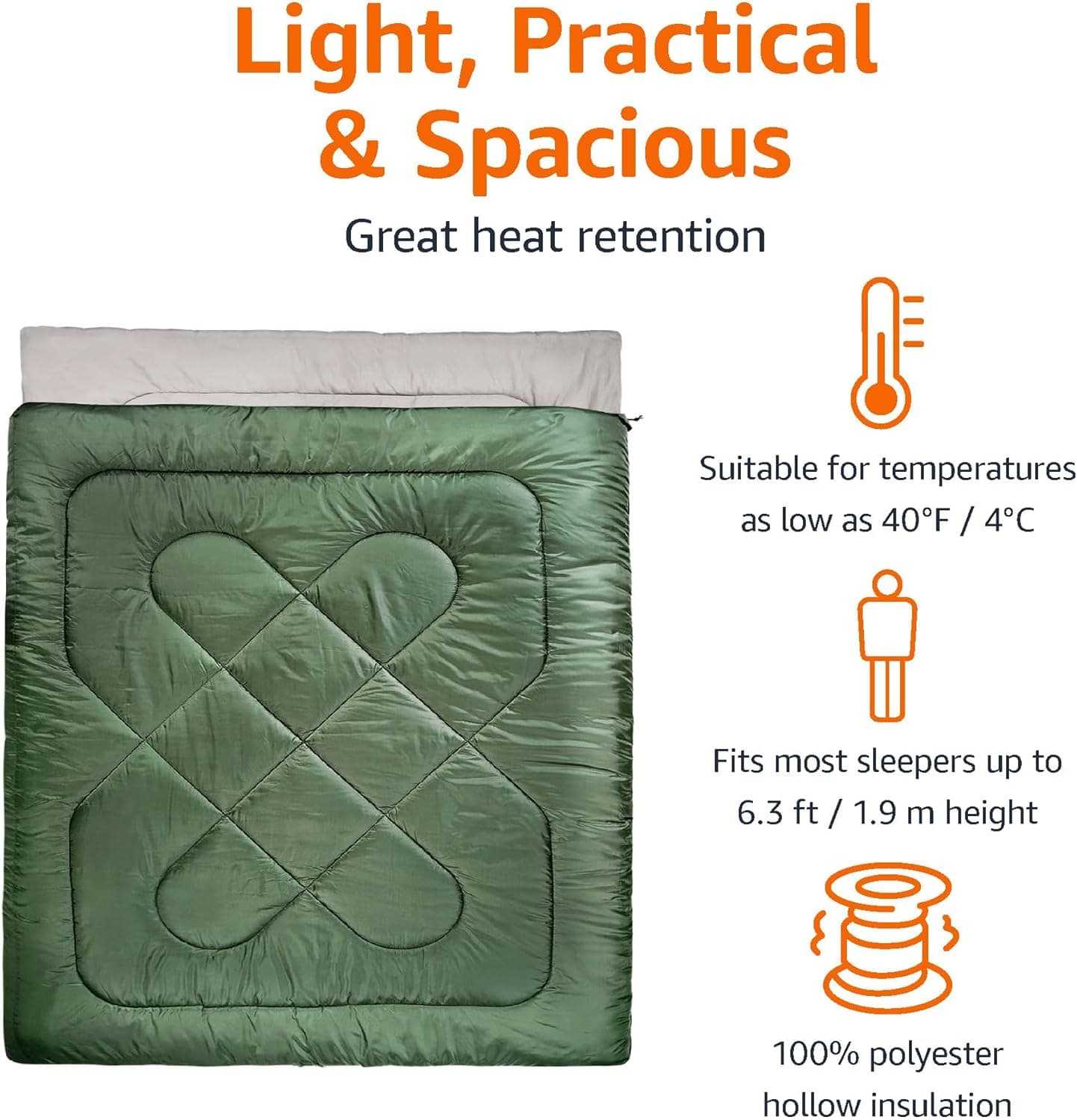 Amazon Basics Queen Size Cold Weather Sleeping Bag - image 3