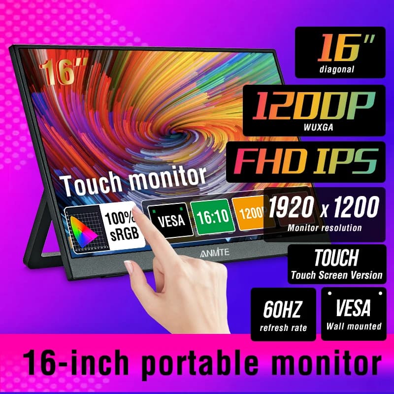 Anmite 14/16-Inch Portable Touch Monitor - Perfect for Gaming