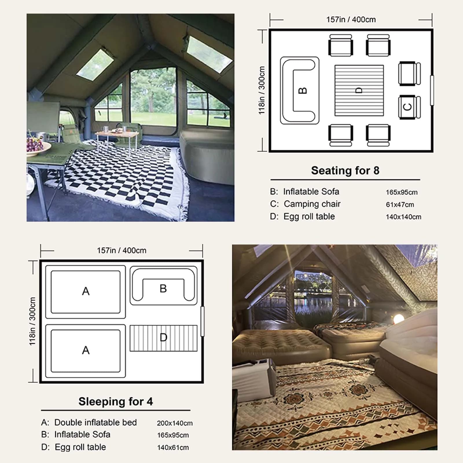 Army Green Inflatable Camping Tent for Families - image 5