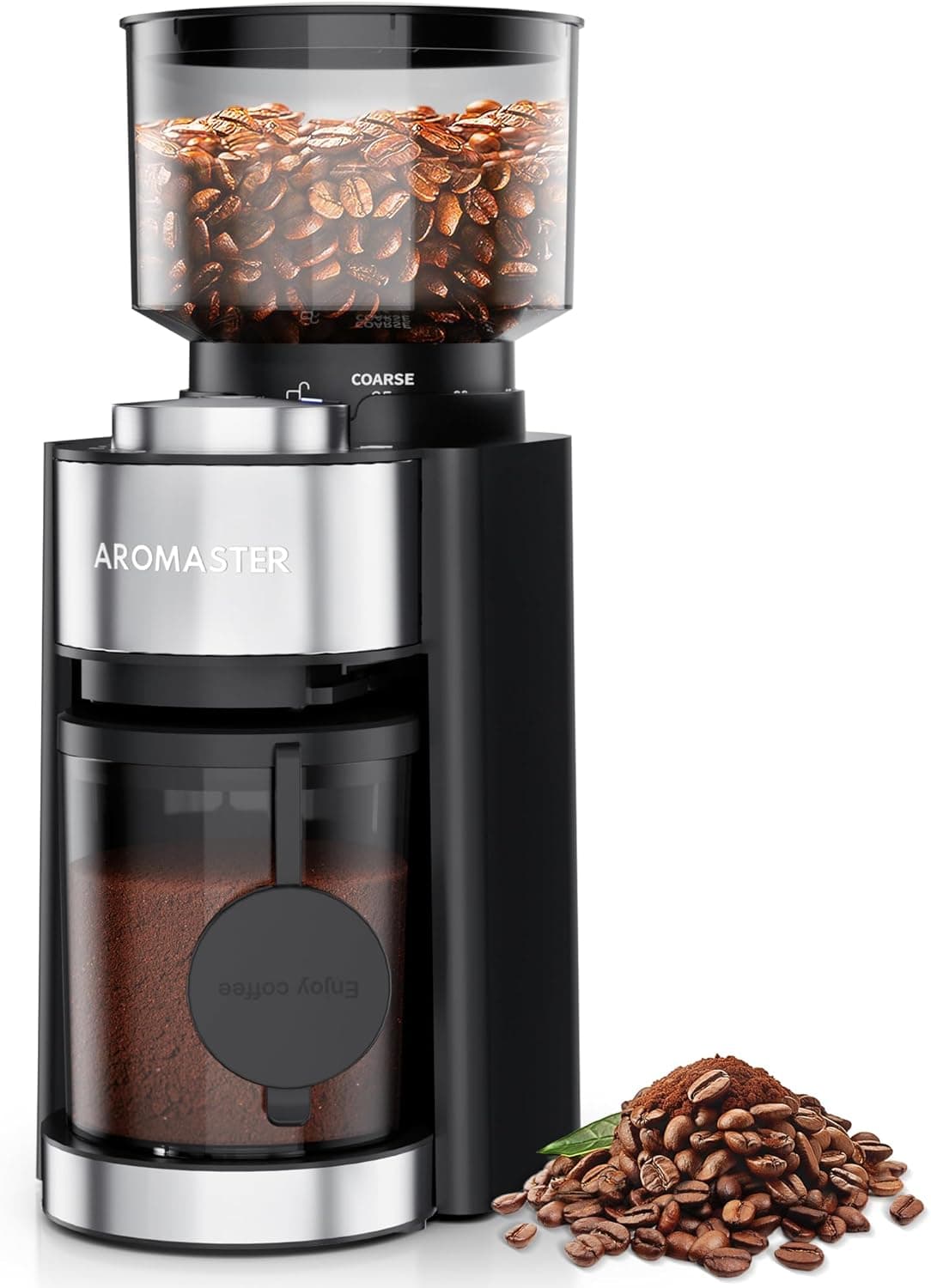 Aromaster Conical Burr Coffee Grinder with 25 Settings & Timer