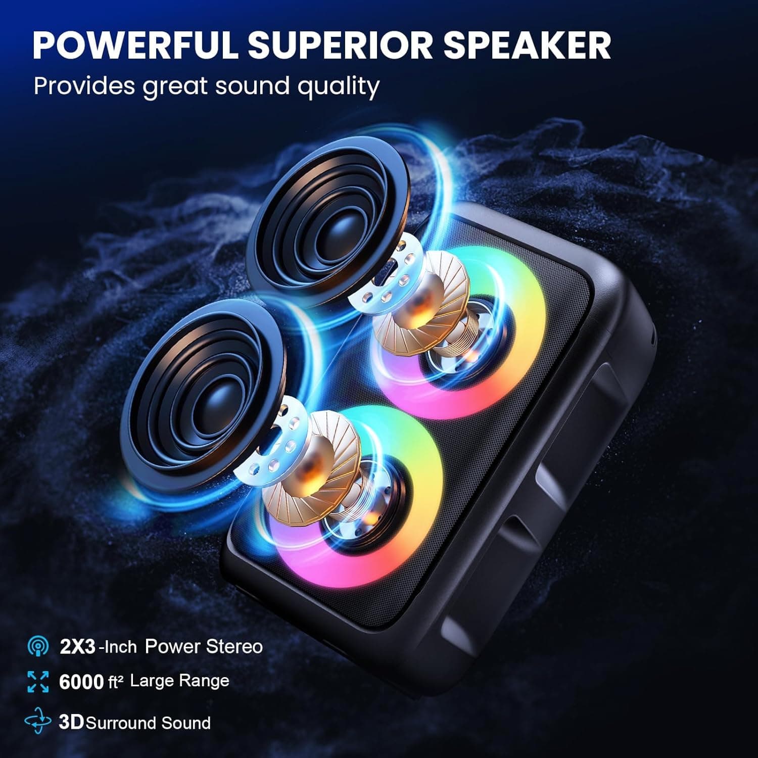 PWBSLAI Bluetooth Speaker with 2 Wireless Microphones - image 3