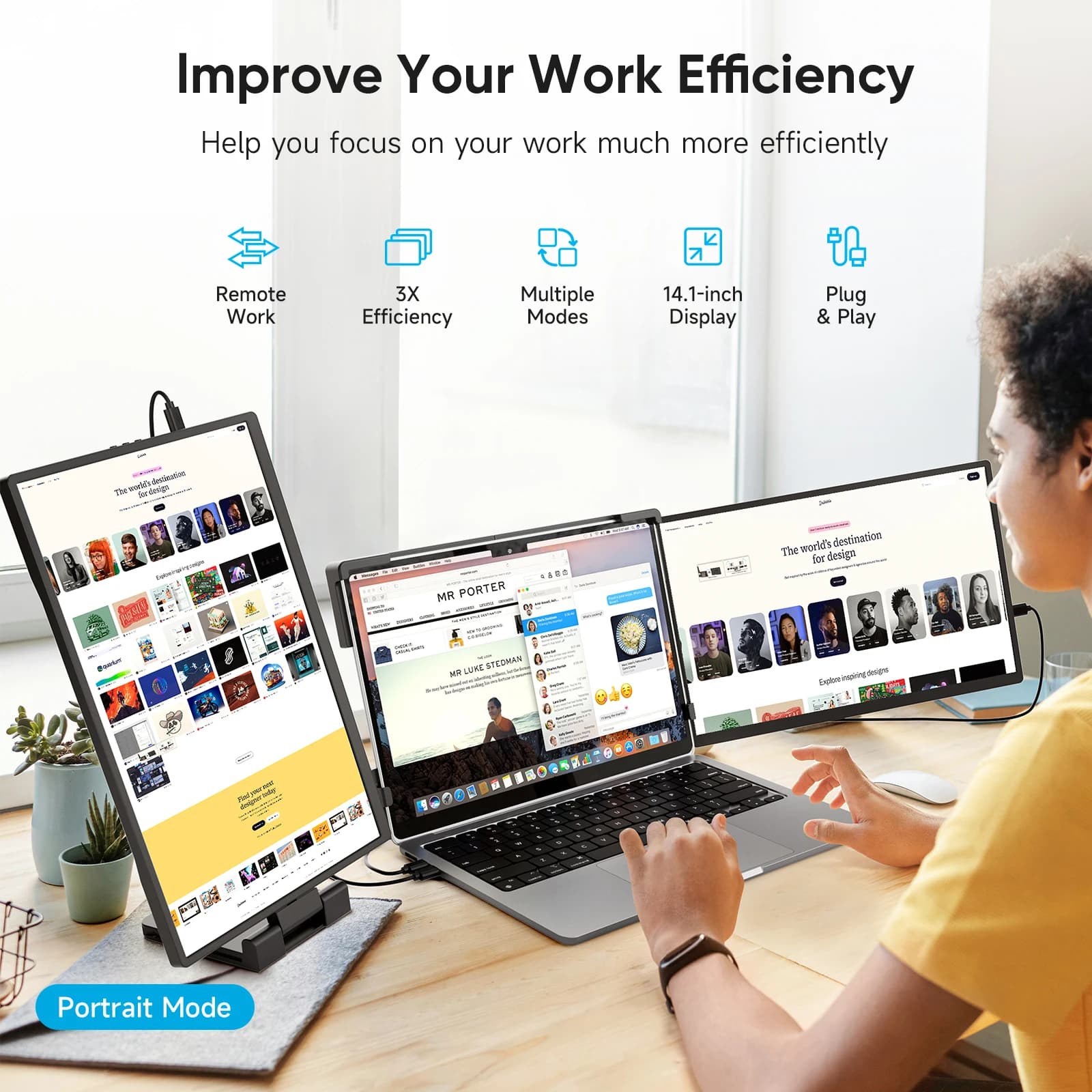 Dopesplay Portable Monitor: 14.1" Triple Display for Laptops - image 5