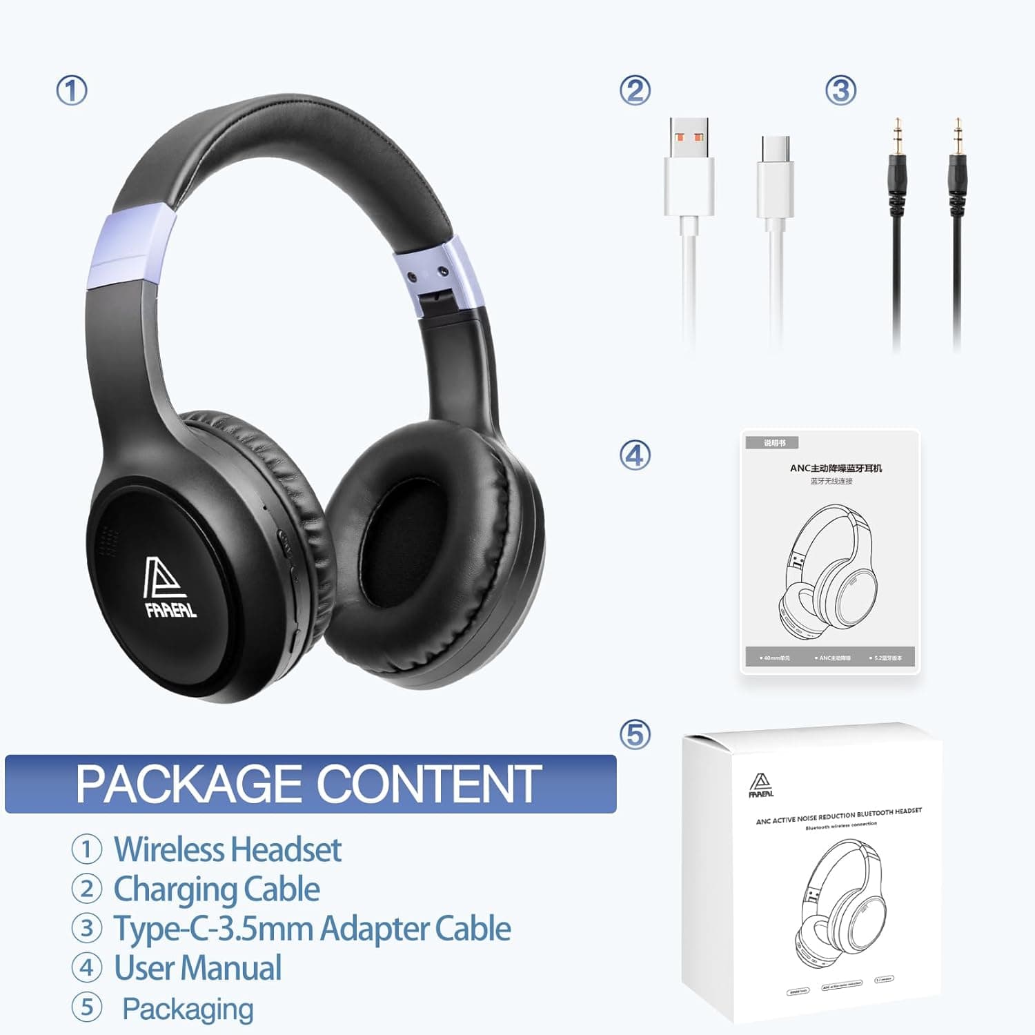 FAAEAL Bluetooth Noise-Canceling Headphones Over Ear - image 5