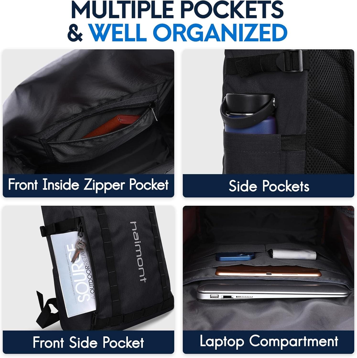 Haimont Rolltop Backpack - Water Resistant Travel Backpack - image 3