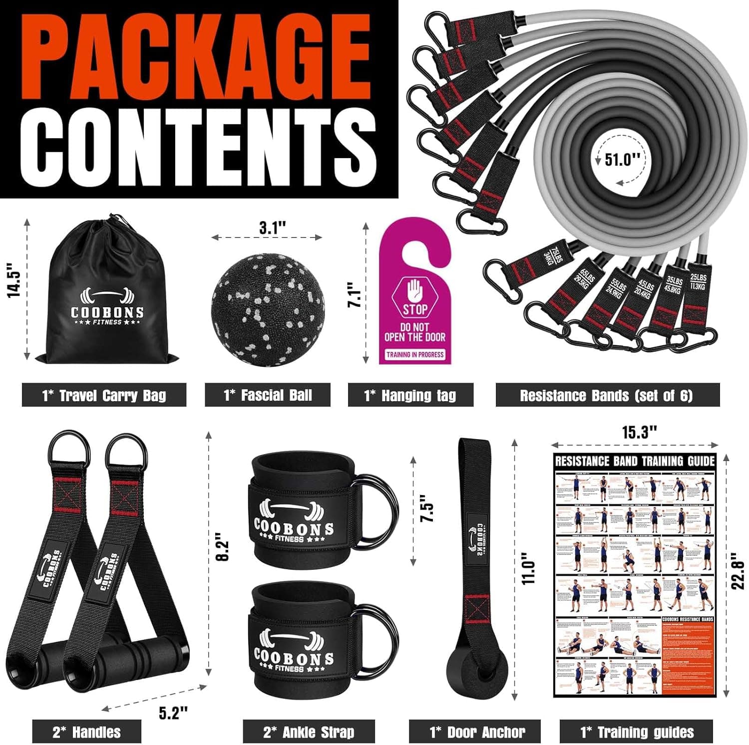 COOBONS FITNESS Heavy Resistance Bands - 300LBS Set - image 3