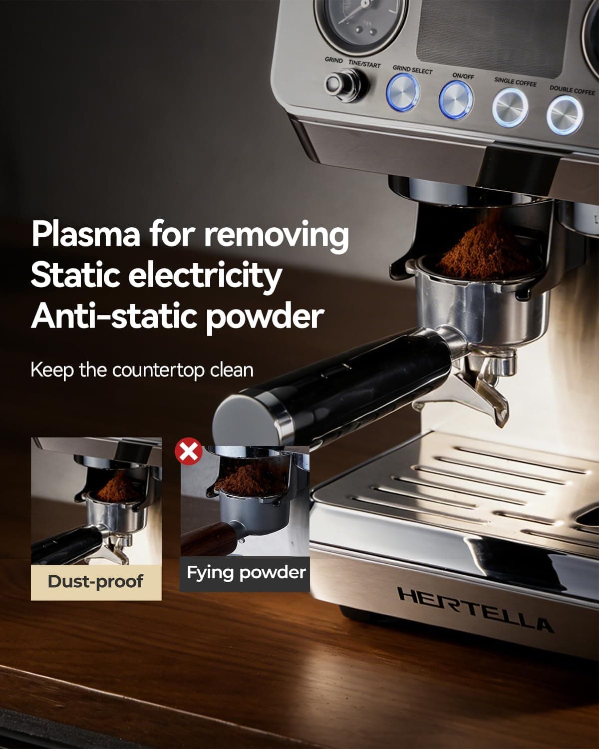 HERTELLA 20-Bar Espresso Machine with Built-in Grinder - image 4