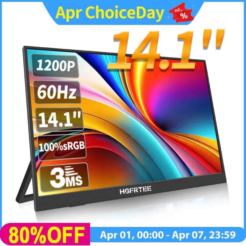 HGFRTEE 14.1inch Portable Monitor for Gaming and Laptops