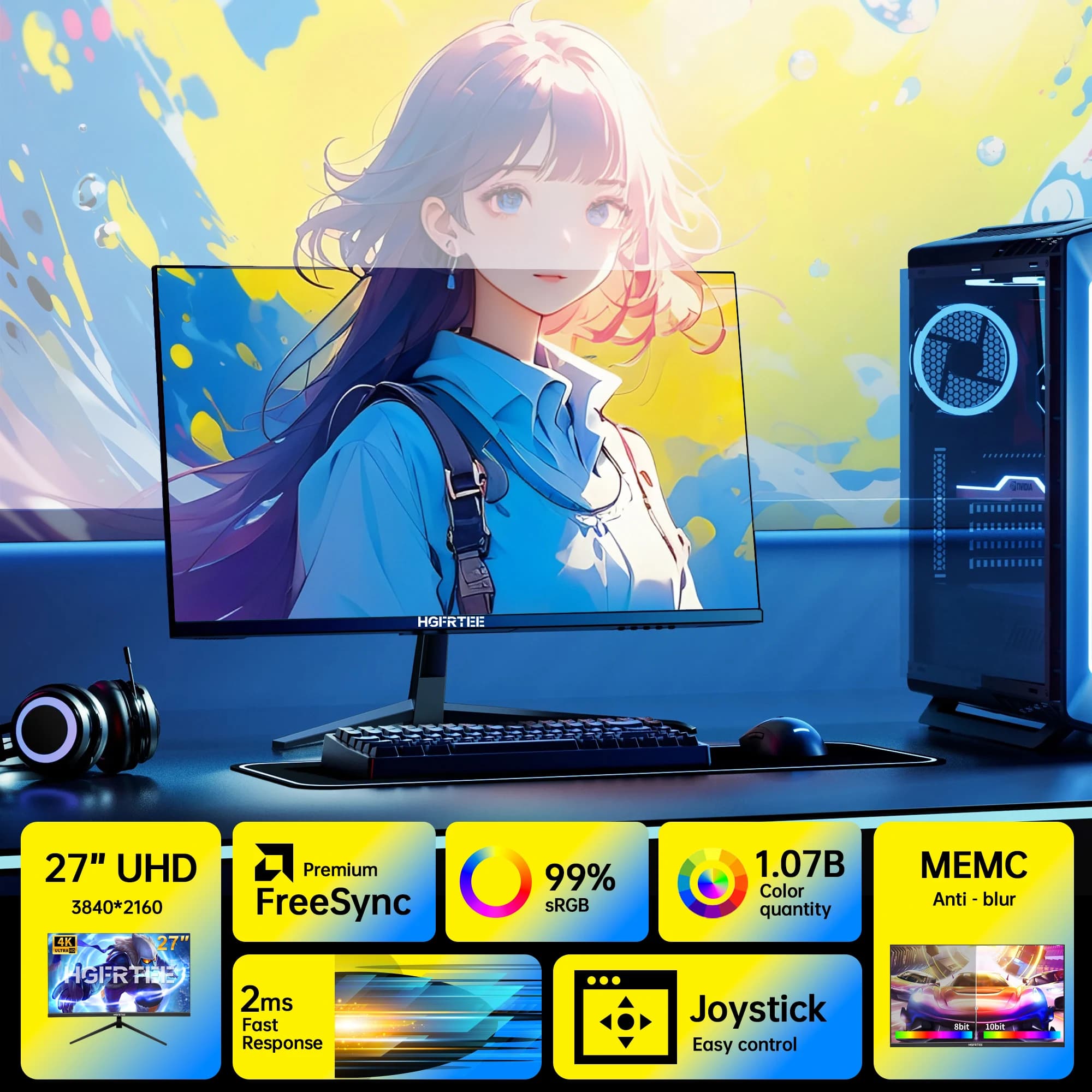 HGFRTEE 4K 27 Inch Monitor - Affordable IPS Display for Gaming - image 4