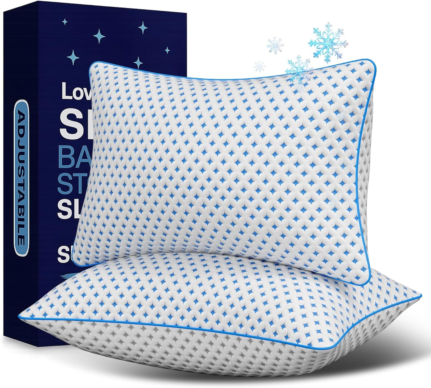 Adjustable Memory Foam Pillows for Customized Comfort – King Size 2 Pack