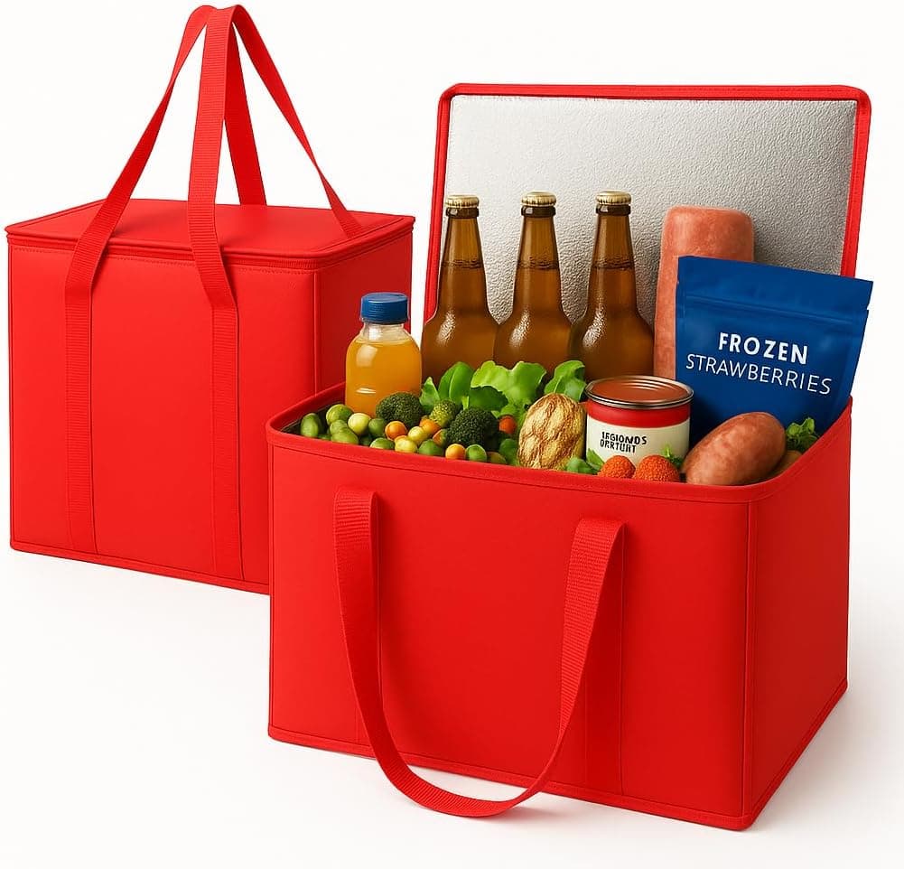 musbus 2-Pack XL Insulated Grocery Bags - Heavy Duty & Zipped