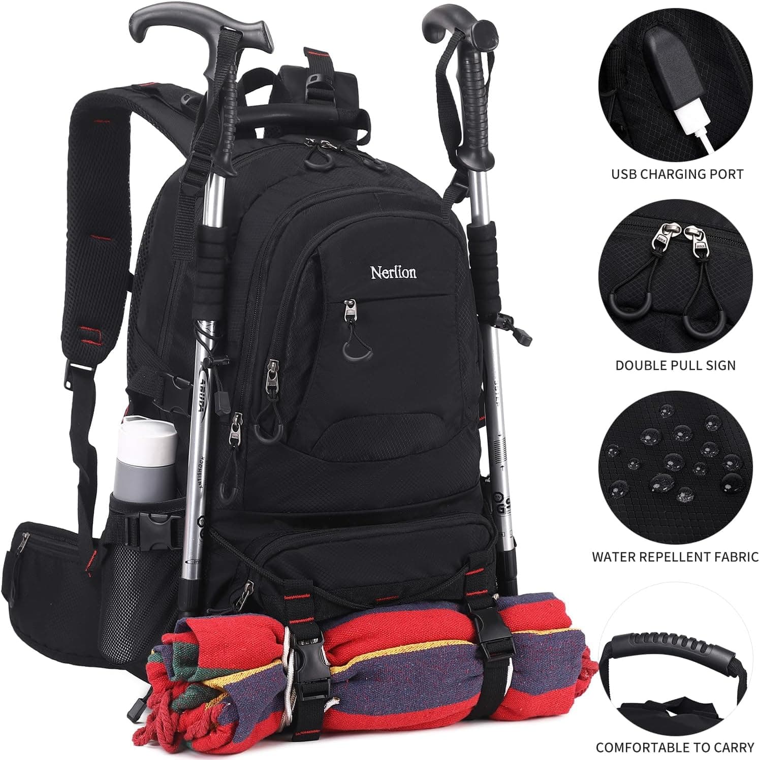 Nerlion 40L Lightweight Waterproof Hiking Backpack - image 2