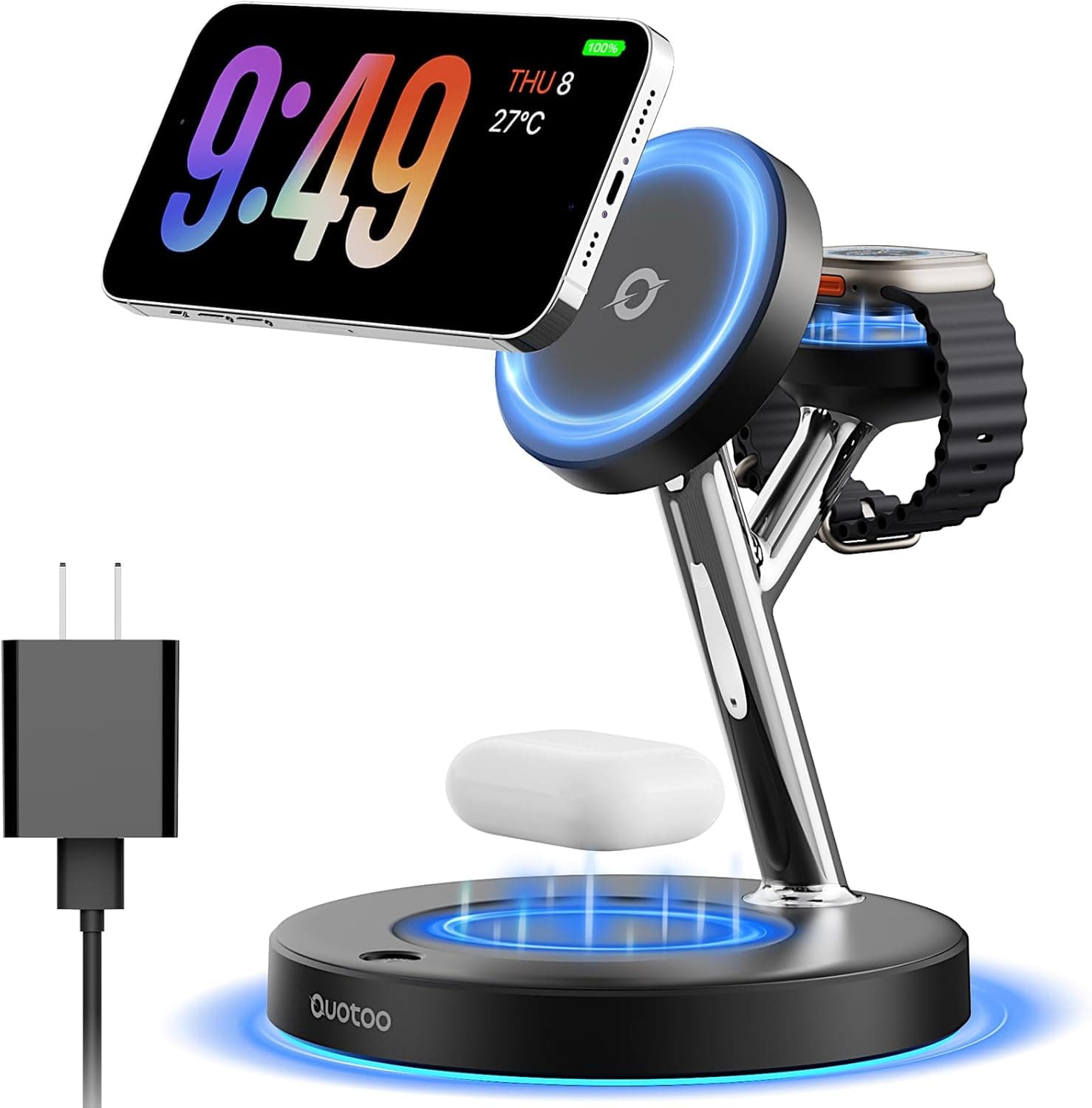 Ouotoo 3-in-1 Magnetic Charging Station for Apple Devices