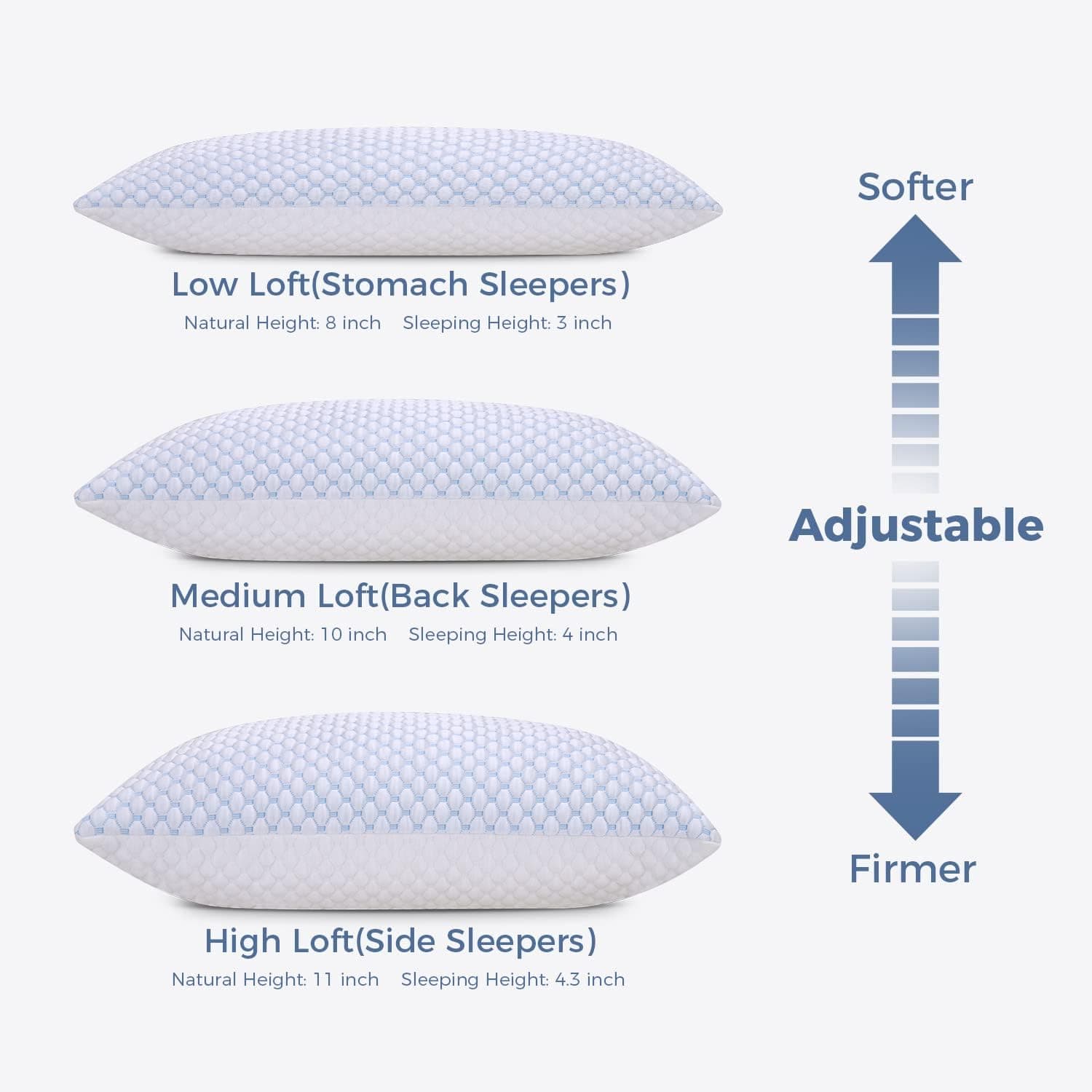 OSBED Adjustable Cooling Memory Foam Pillows - Set of 2 - image 3