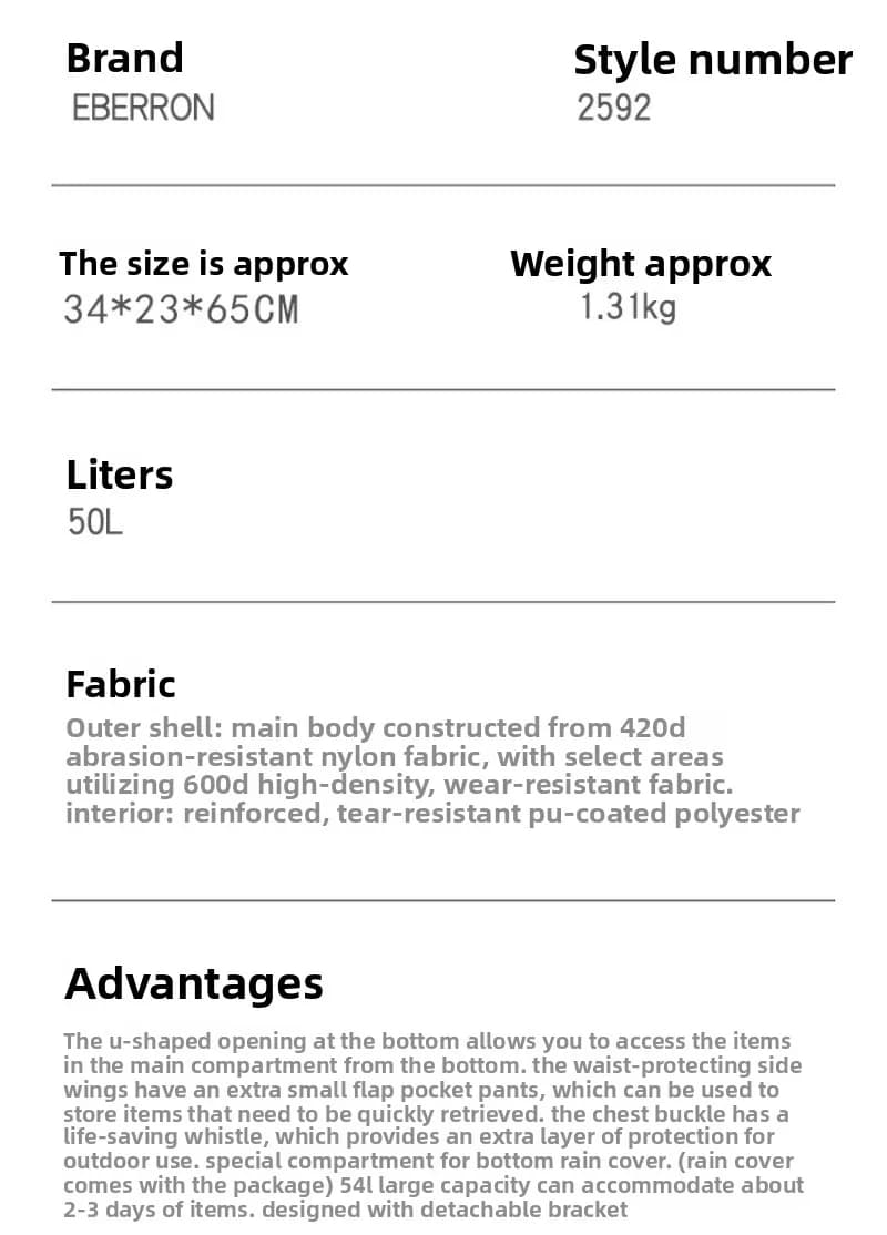 Outdoor Hiking Bag - Waterproof 50L Backpack for Travel - image 5