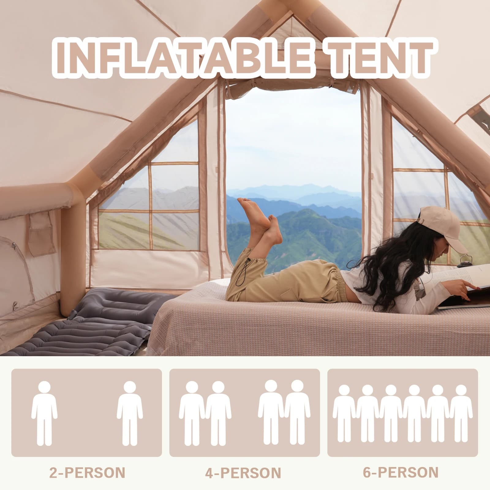 PAKICETUS Inflatable Tent - Family Luxury Camping Tent