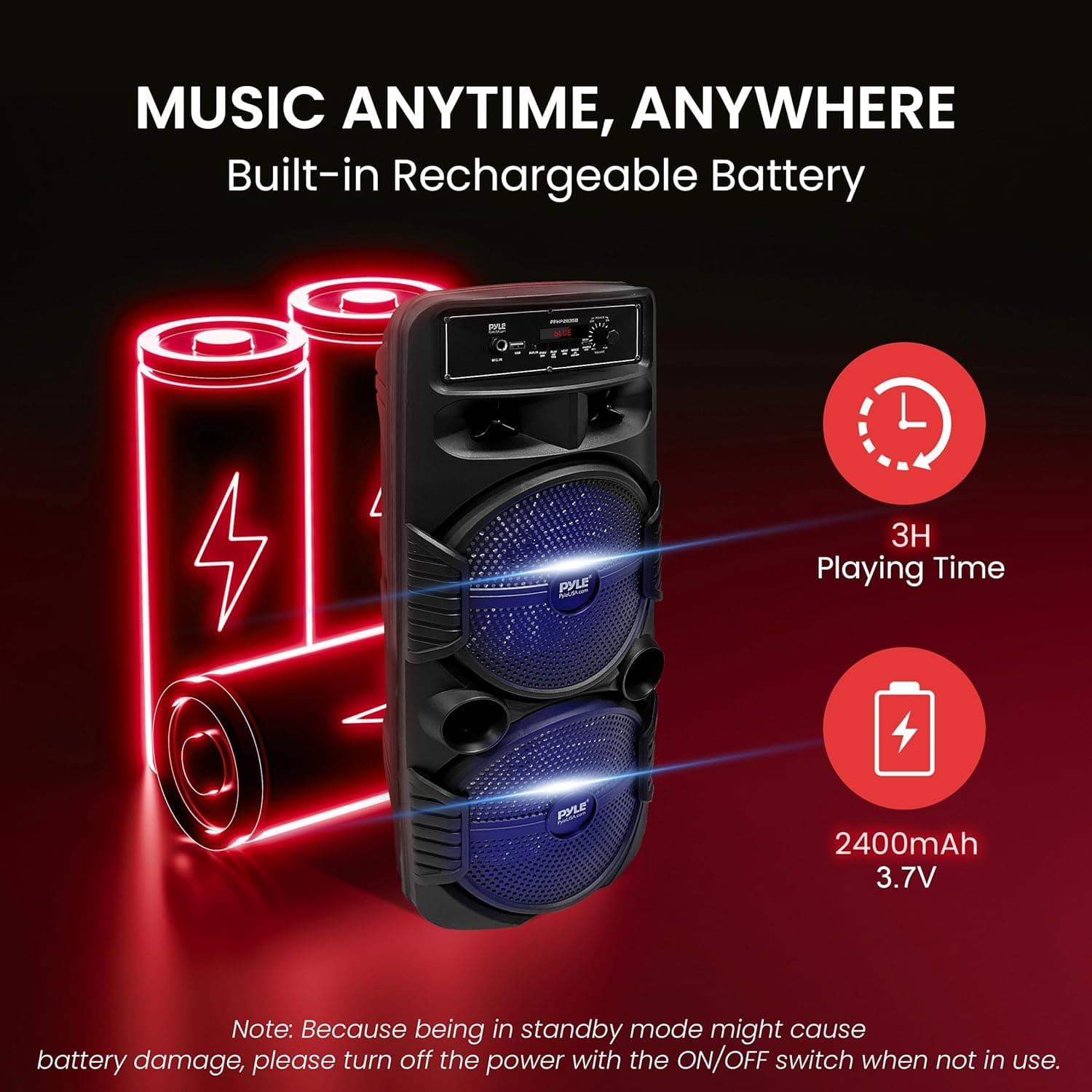 Powerful Pyle Portable Bluetooth Speaker for Events - image 4