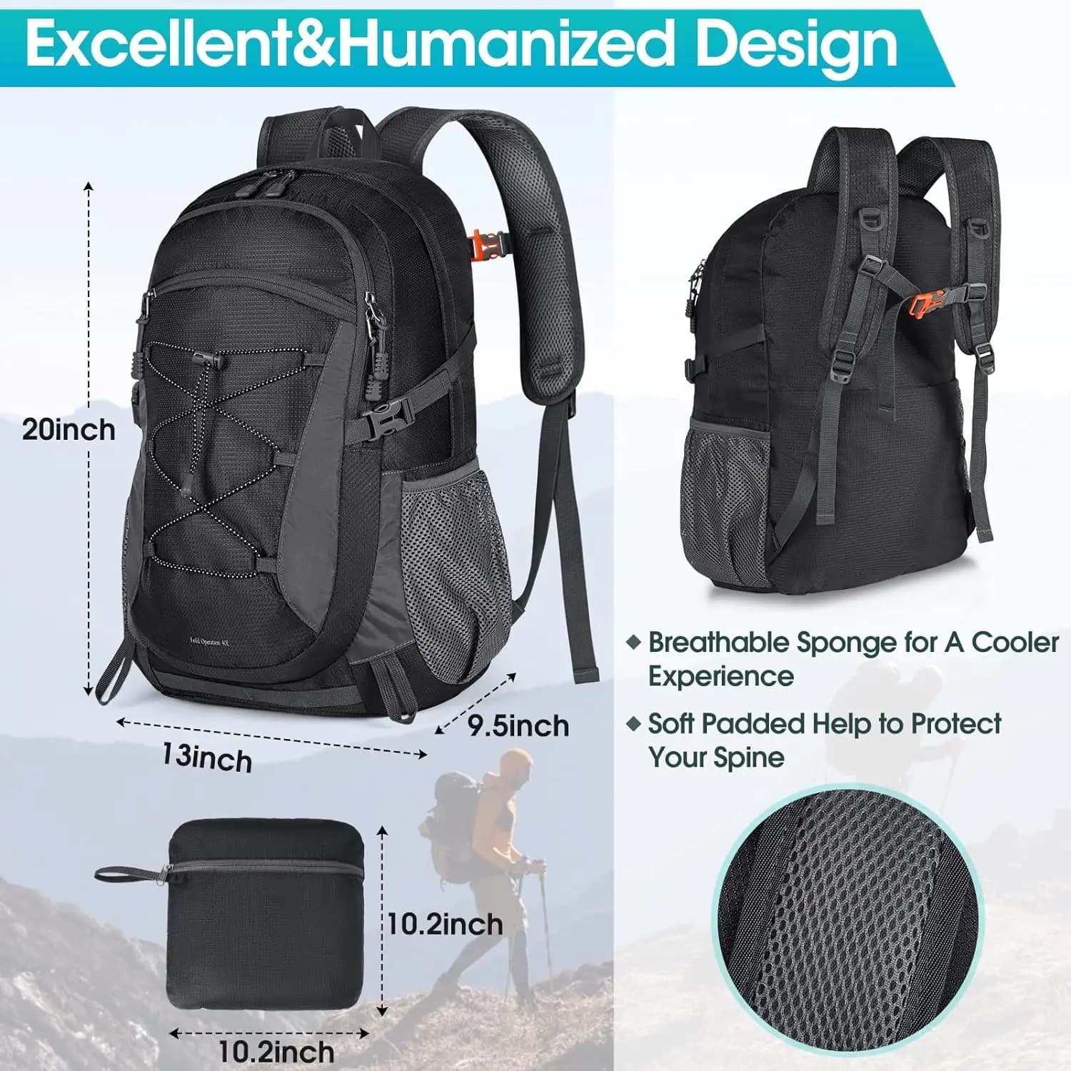 RAINSMORE 40L Lightweight Hiking Backpack for Outdoor Adventures - image 3