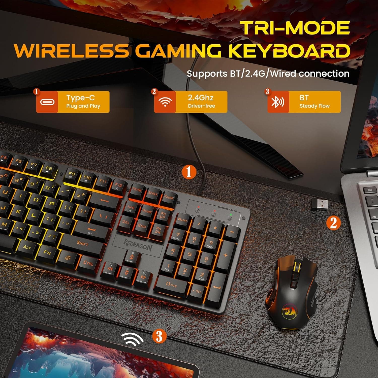 Redragon K521KS: Versatile Wireless Mechanical Gaming Keyboard - image 2
