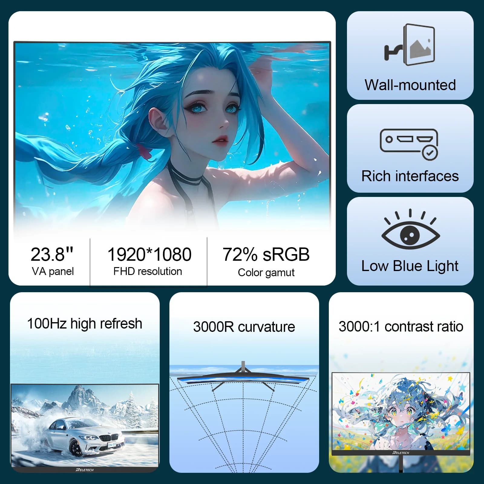 Reletech 23.8-Inch Curved Gaming Monitor - image 2