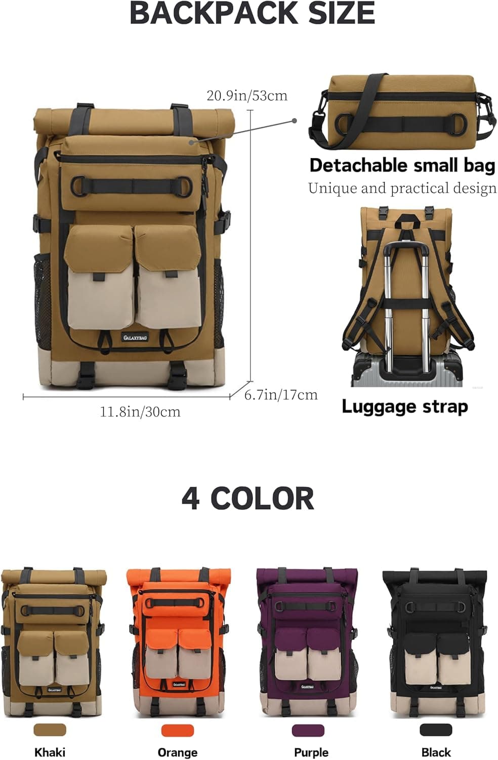 KEQIKAI Rolltop Backpack - Lightweight 30L Travel Pack - image 5