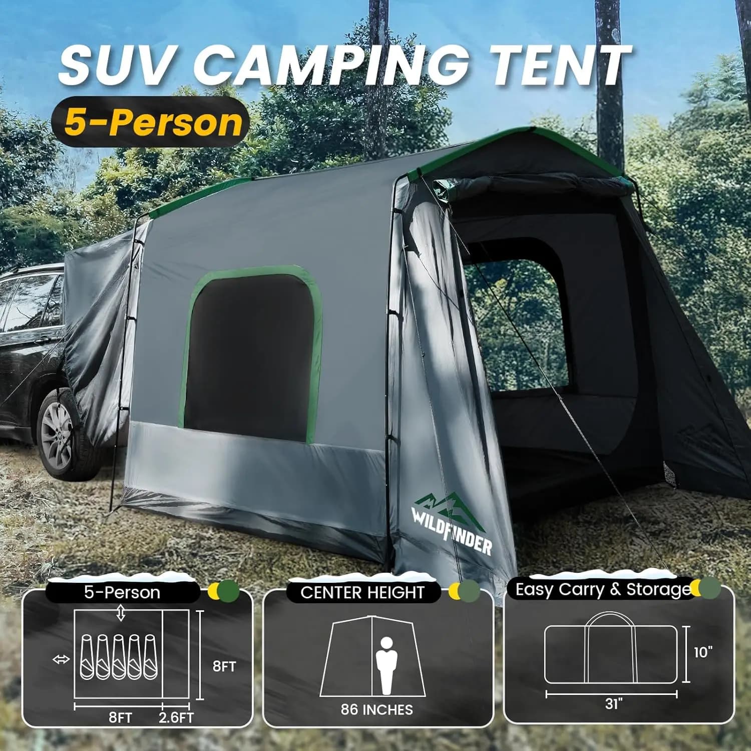 Spacious Waterproof SUV Tent for Family Camping - image 2