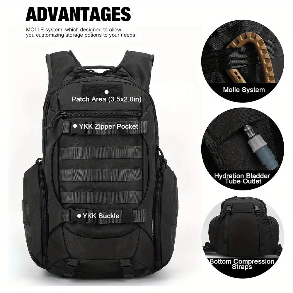 Tactical Molle Backpack - Large Capacity EDC Hiking Pack - image 2