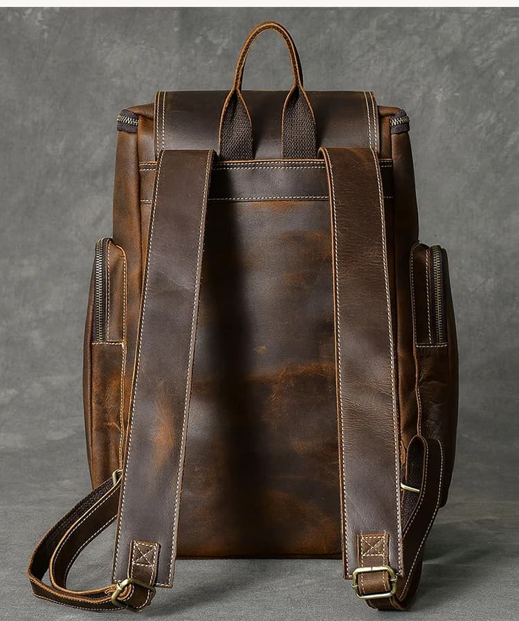 Vintage Crazy Horse Leather Backpack for Men - image 4