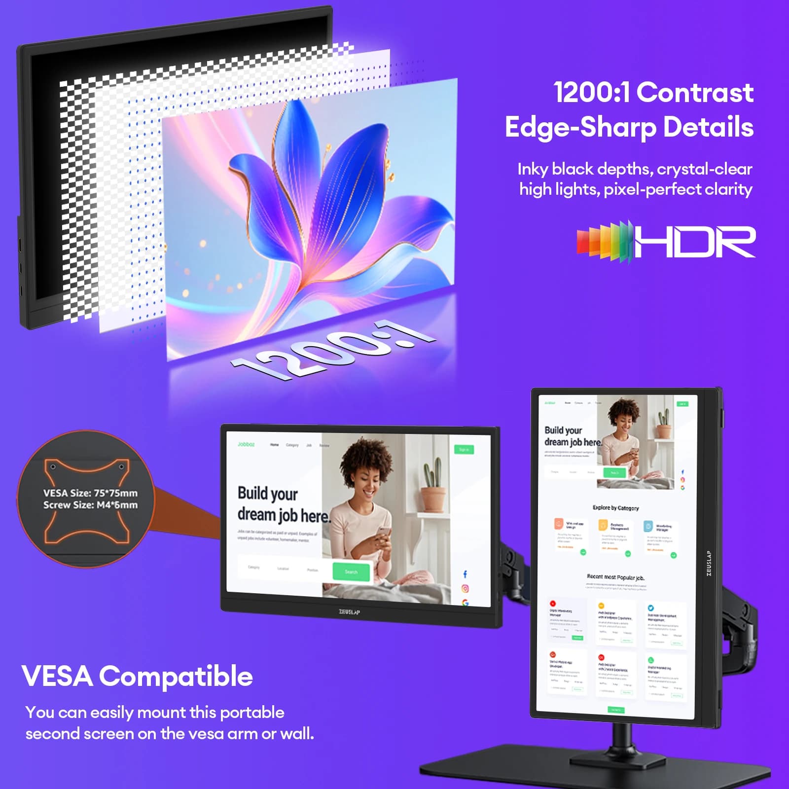 ZEUSLAP 15.6" Portable Monitor for Phones and PCs - image 2