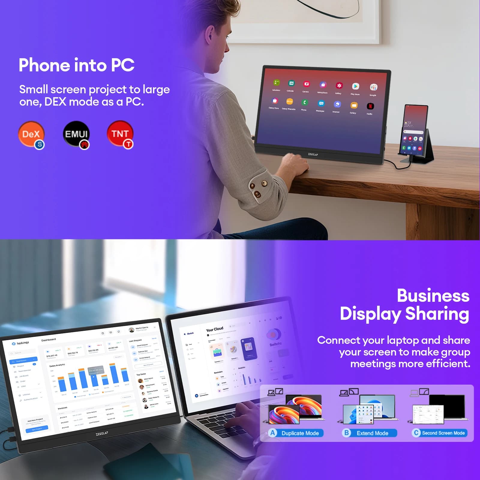 ZEUSLAP 15.6" Portable Monitor for Phones and PCs - image 4