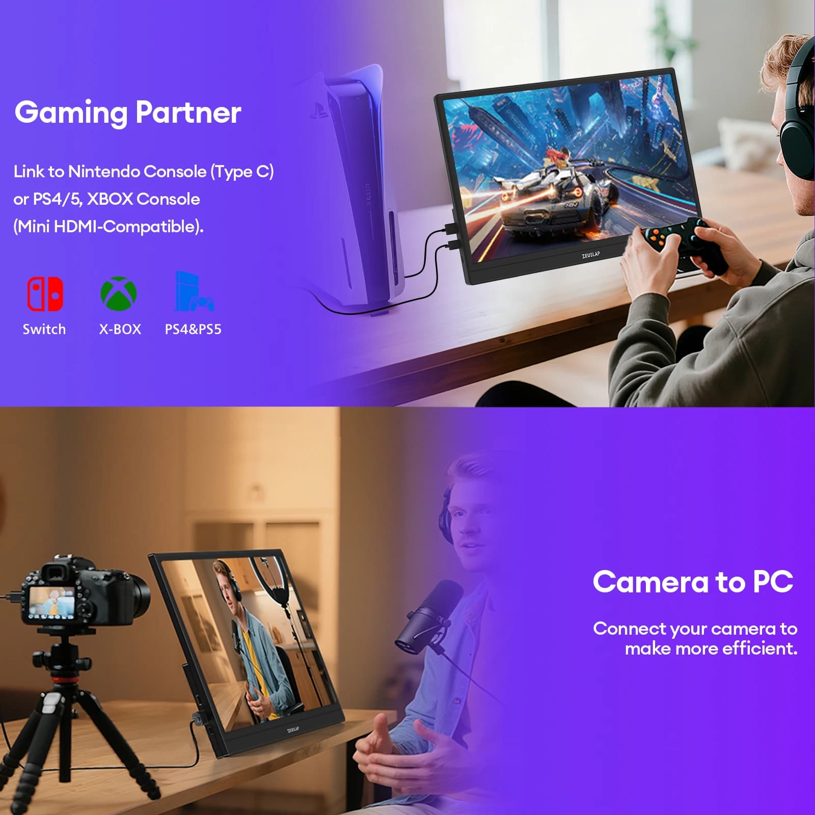 ZEUSLAP 15.6" Portable Monitor for Phones and PCs - image 5