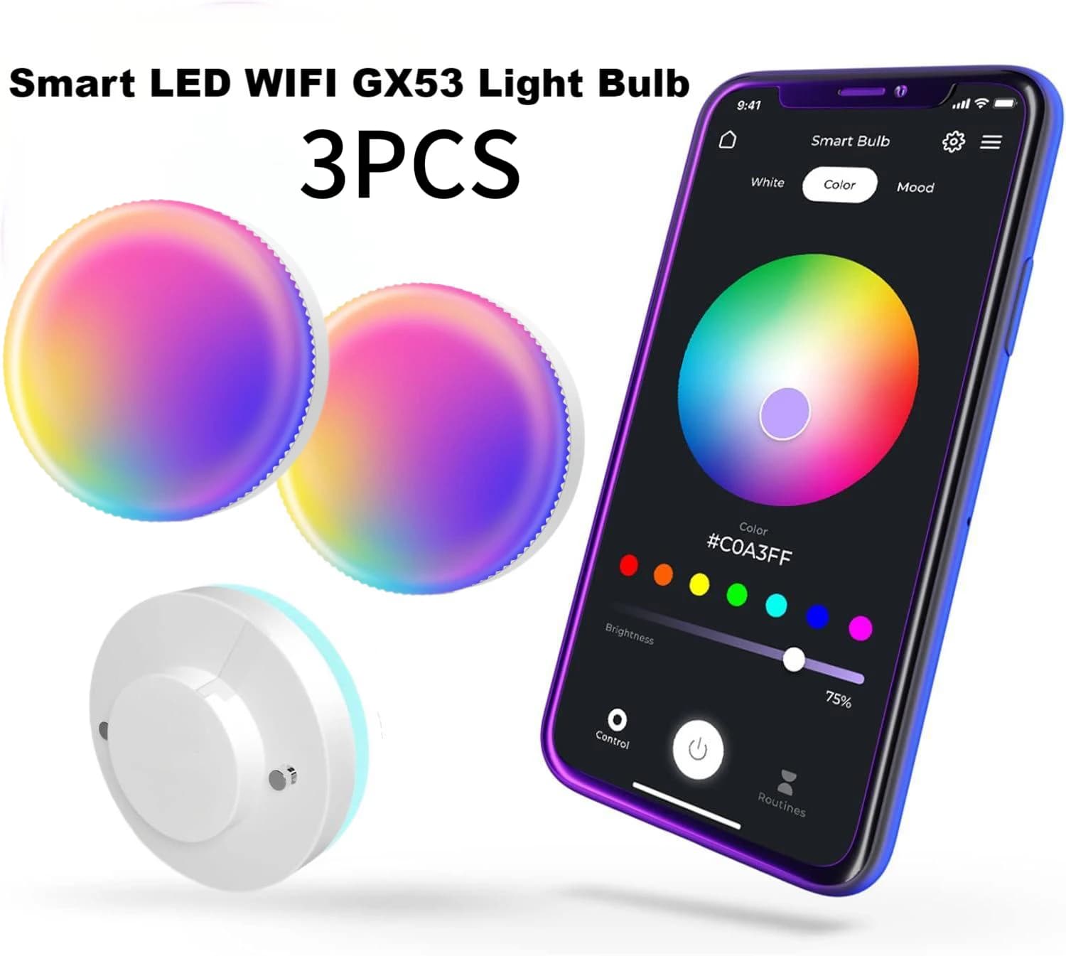 Smart Light Bulbs GX53 WiFi Dimmable Color Changing