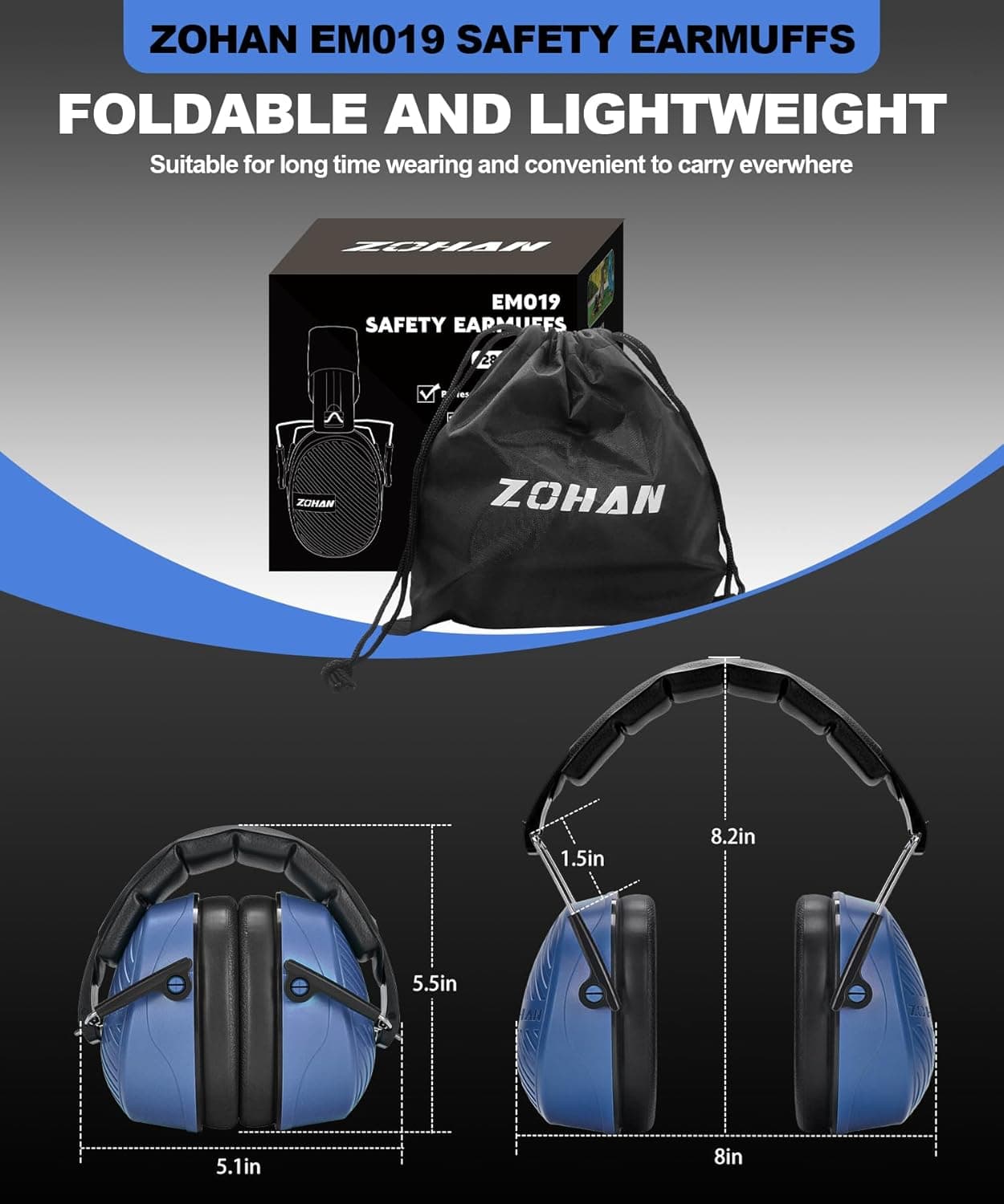 ZOHAN 019 Noise Cancelling Hearing Protection Earmuffs - image 4