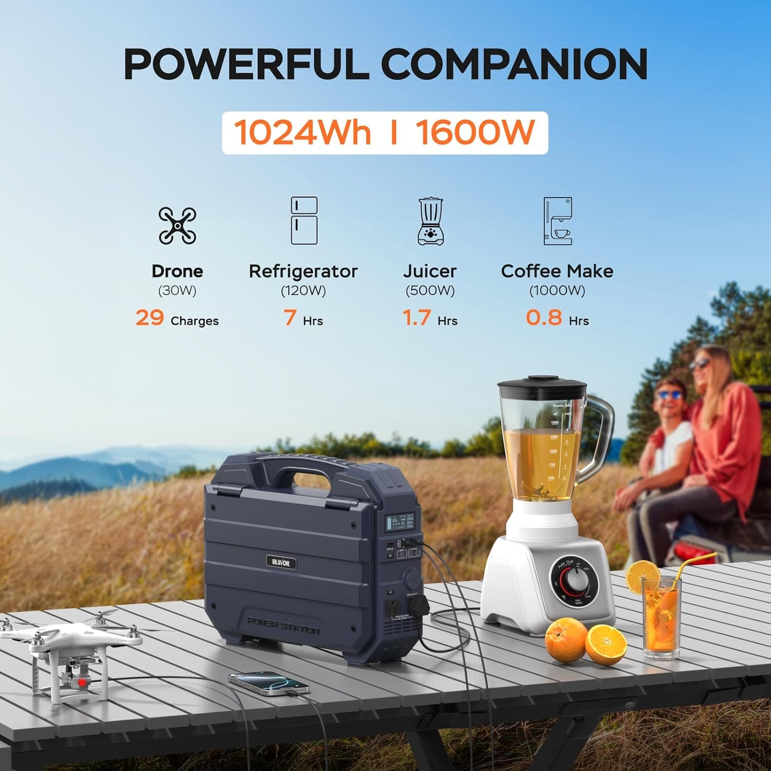 BLAVOR 1600W Portable Power Station with Built-in Solar - image 3