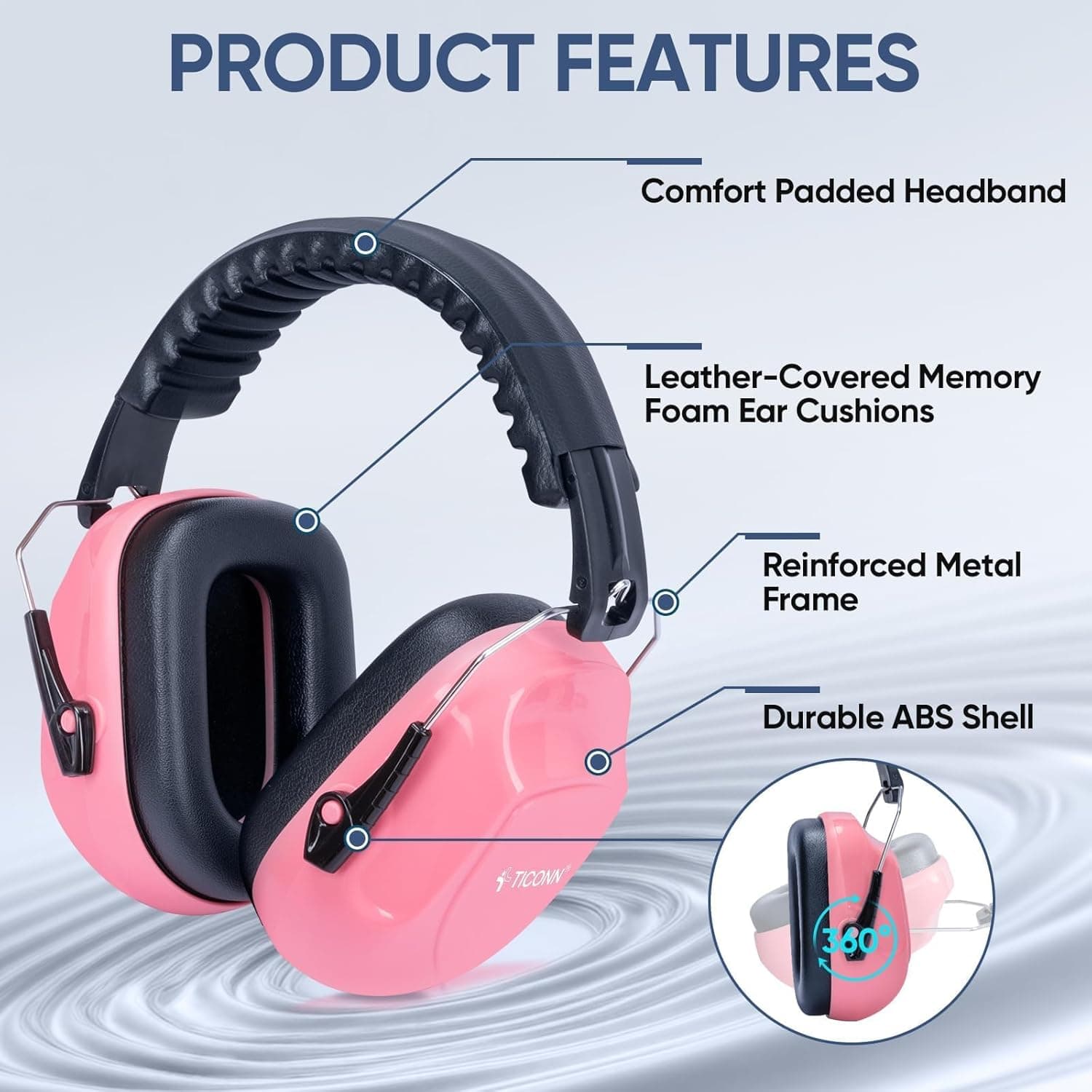 TICONN Adjustable Noise Cancelling Safety Earmuffs for Adults - image 4