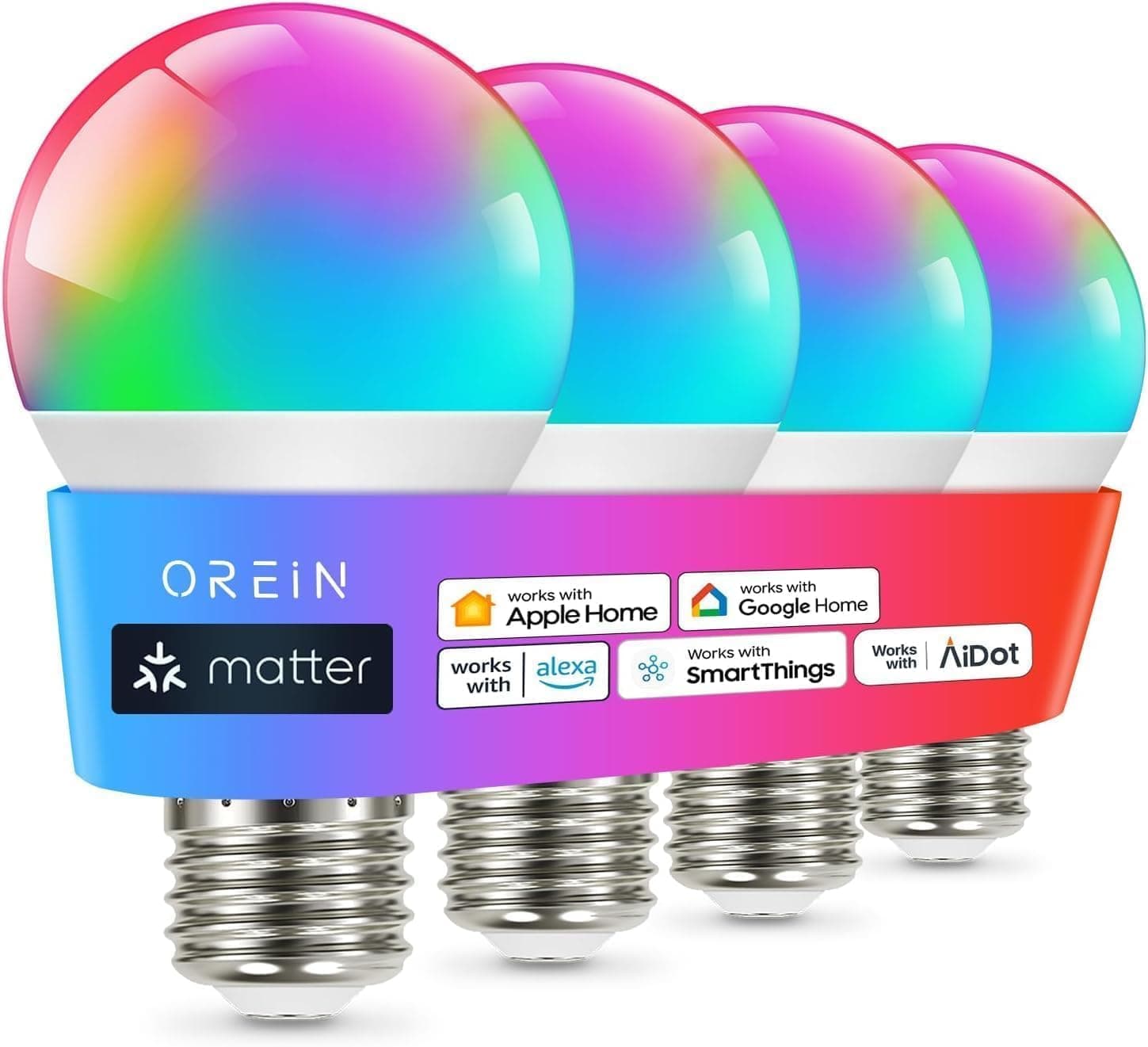 OREiN Smart Light Bulbs, A19 Color Changing