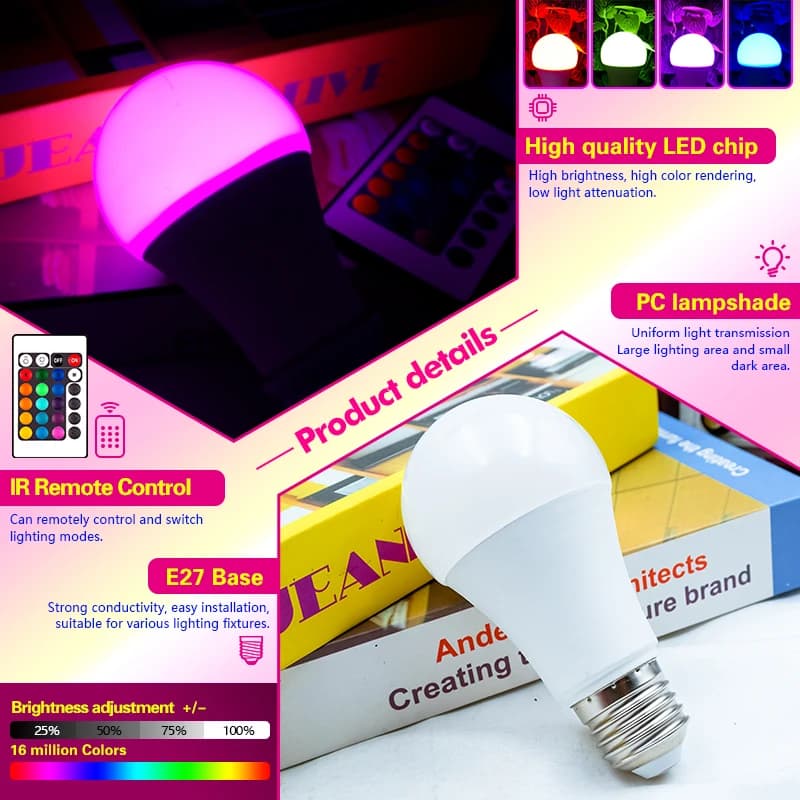 LED RGB Bulb Remote Control Lighting - image 2