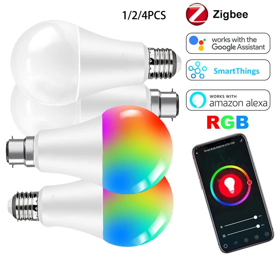 Zigbee 3.0 Smart Light Bulb E27 B22 15W RGB