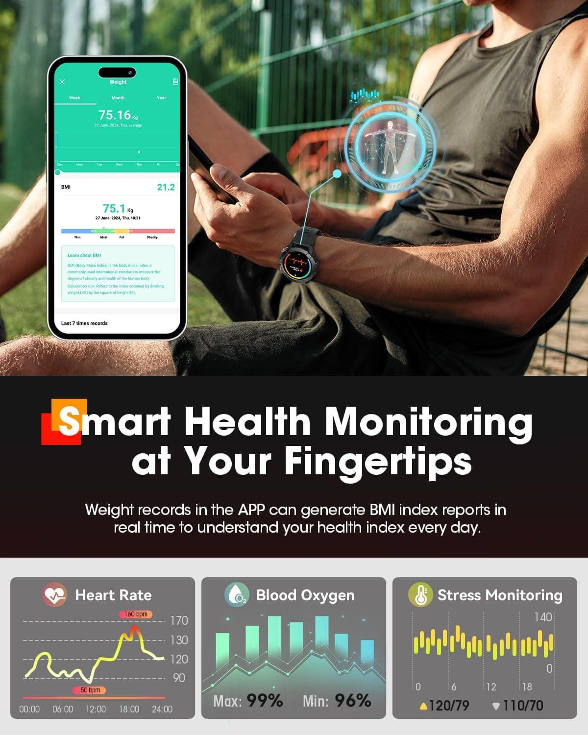 DEKELIFE Military Style Smart Watch with Fitness Tracking - image 2