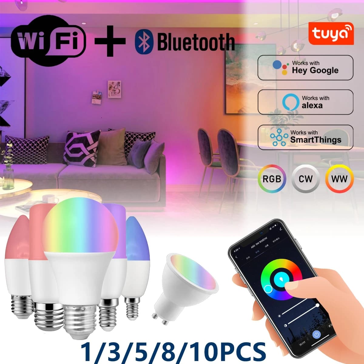 Voice Control Smart RGB Light Bulb