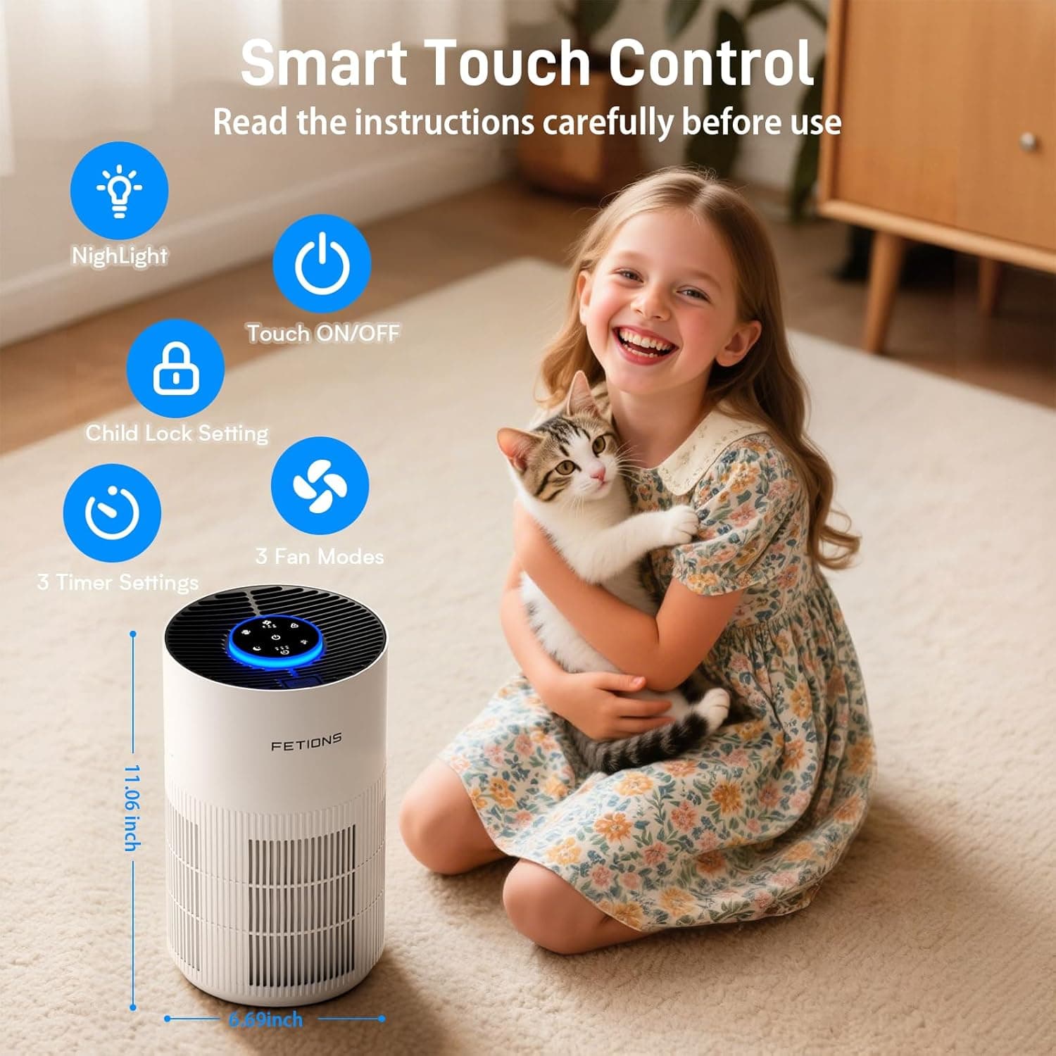 FETIONS Small H14 HEPA Air Purifier with Aroma Diffuser - image 4