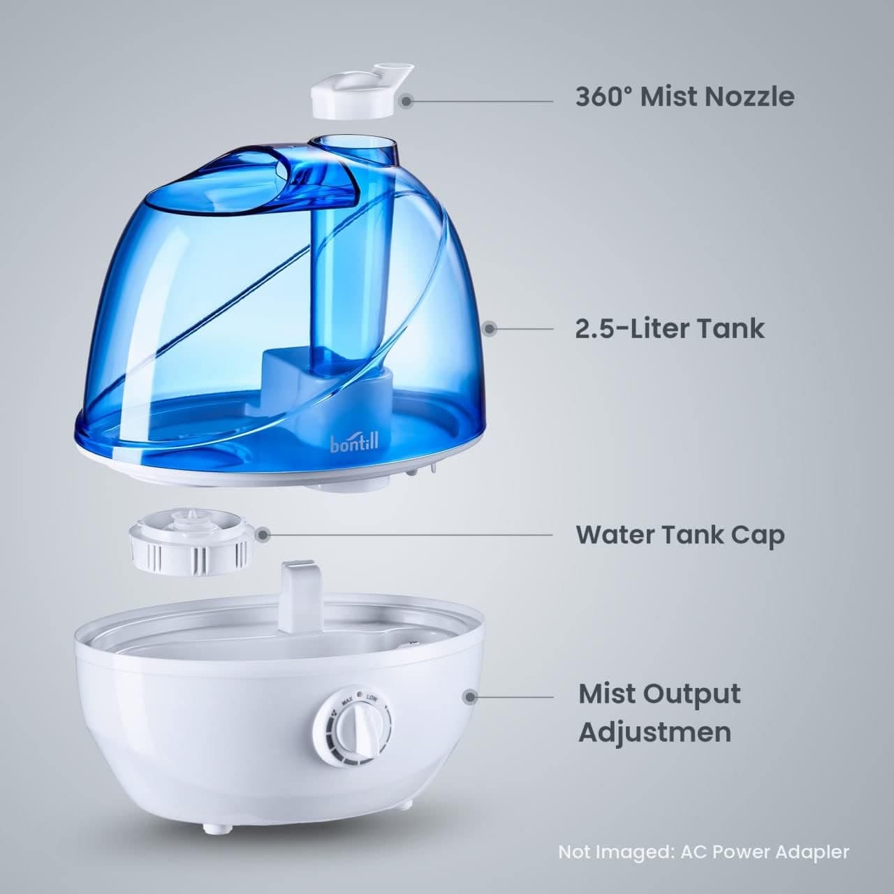 bontill 2.5L Cool Mist Humidifier for Bedroom and Nursery - image 5