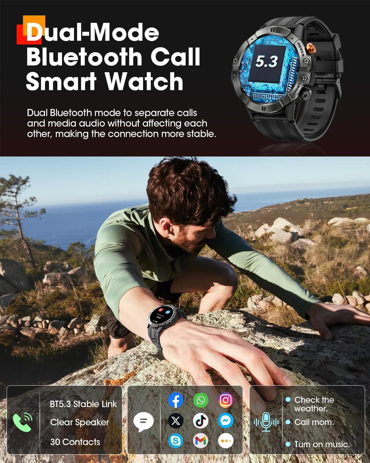 DEKELIFE Military Style Smart Watch with Fitness Tracking - image 5