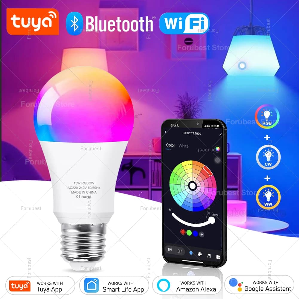 Tuya Smart LED Light Bulb E27 RGB 15W 20W