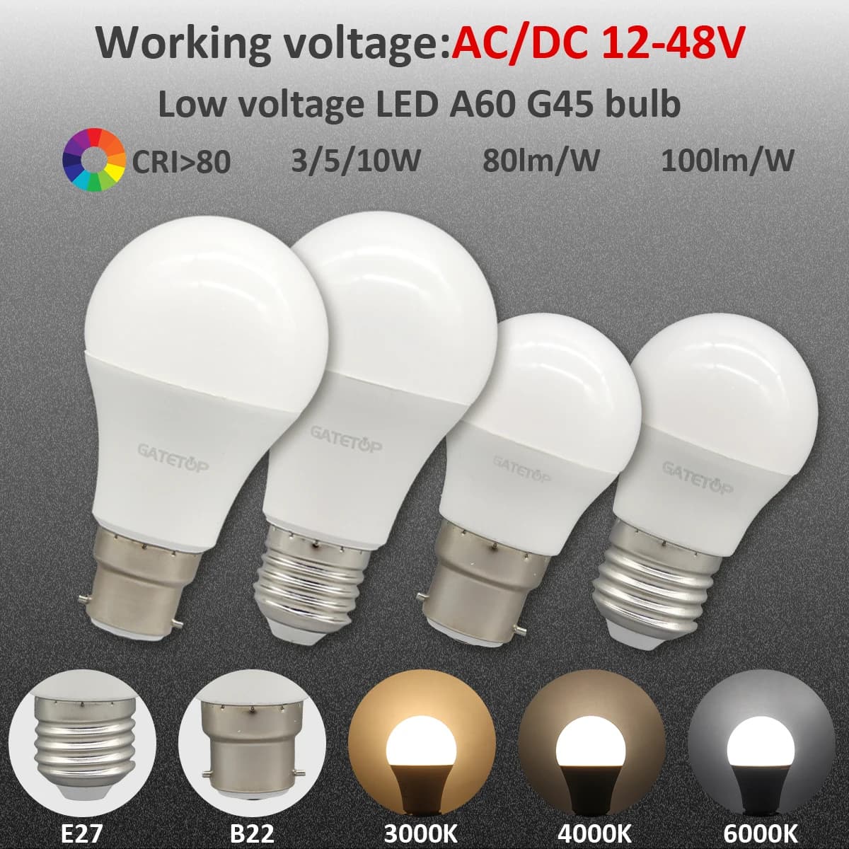 LED Low Voltage Bulb 12V 24V 36V 48V