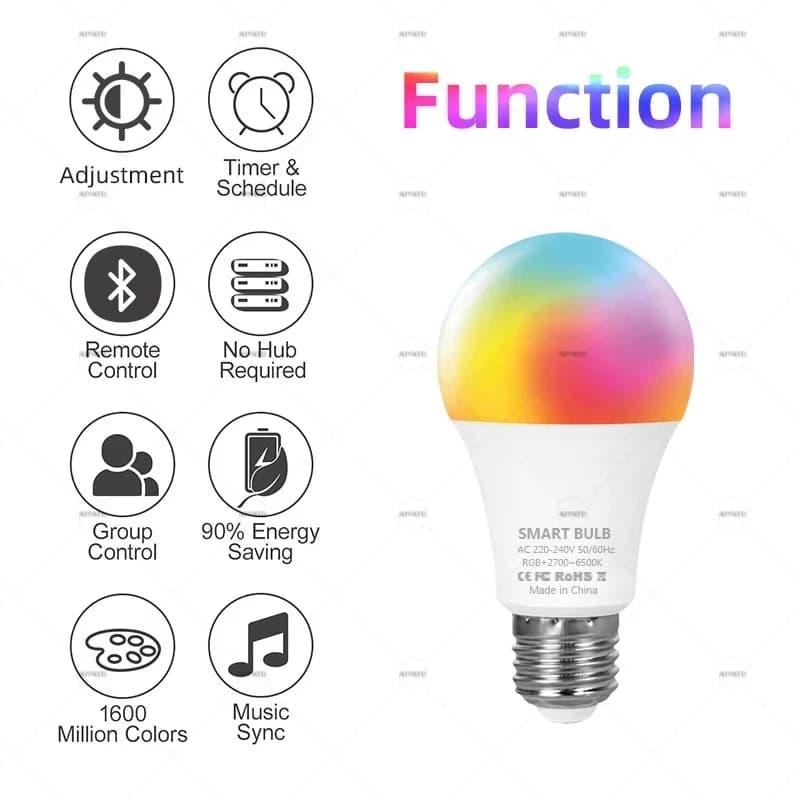 Smart Life APP Tuya LED Bulb Dimmable E27 B22 15W 18W - image 2