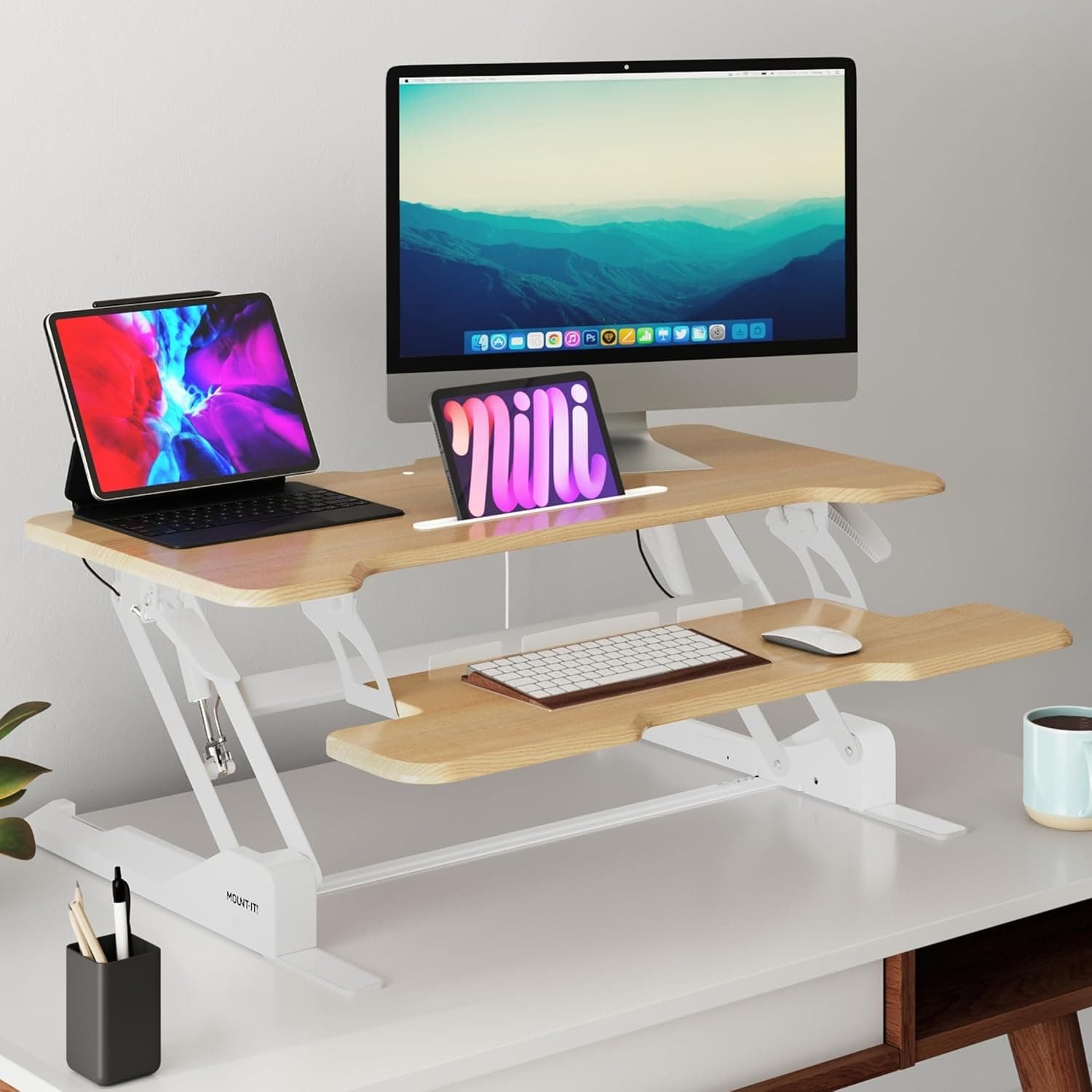 Mount-It! 38-Inch Standing Desk Converter for Dual Monitors - image 2